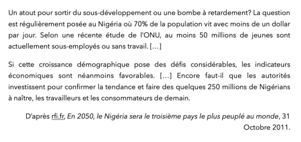 Parcours 2 La Croissance Démographique Au Nigéria La Classe Dhistoire